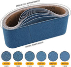 6-Piece 3 x 18 Inch 40-400 Grit Zirconia Sanding Belts, Heavy Duty Long-lasting Sanding Bands for Belt Sander, Rust Paint Removal, Wood Metal Grinding and Finishing