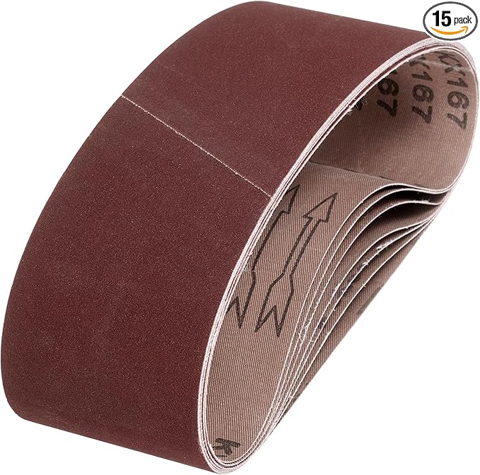HARFINGTON 3 x 21 Inch Sanding Belts, 15 Pcs 320 Grits Aluminum Oxide Abrasive Belt Sander File Belt for Woodworking, Metal Polishing, Knife Sharpener