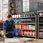 60” W Heavy Duty Garage Shelving, 5000LBS Metal Storage Shelves, 4 Tier Storage Rack Shelf, Steel Industrial Shelving, Adjustable Standing Shelf for Basement/Warehouse 60" W x 24" D x 70" H, Black