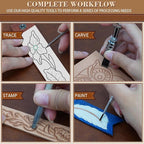 UHAPEER 88PCS Leather Crafting Kit: Leather Working Tools and Supplies for Adult, with Stamping Dyeing Carving Tools, Video Tutorial for Beginners to DIY Earring Wallet Keychain Wristband