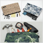 COREFLEX Premium Tool Pouch Zipper Bag, Small Tool Bag, Multipurpose Storage pouch, Heavy duty Flat Bottom Tool bag with YKK Zipper (3 pack Large Camouflage)