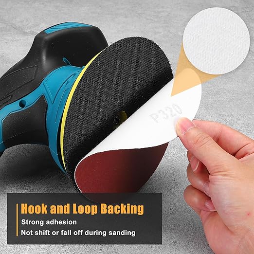 60 Pcs 5 Inch Sanding Disc 320/600/800/1200/1500/2000 Grit Round Hook and Loop Sandpaper for Random Orbital Sander Automotive Car