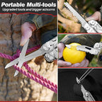 BIBURY Multitool Pliers BI2038B, 22-in-1 Stainless Steel Multi Tool with Flint, Window Breaker, Scissors, Back Clip, Folding Pocket Multifunctional Self-locking EDC Tool for Survival Camping Hiking