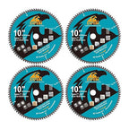 10 Inch Miter/Table Saw Blades 4pcs, 80 Teeth ATB TCT Fine Finish Wood Cutting Circular Saw Blade with 1 Inch Arbor
