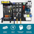 Metal Pegboard for Garage Storage,Steel Pegboard Heavy Duty 16-Inch X 32-Inch Metal Peg Board Tool Organization Panels (Black, 3 Pack)
