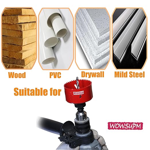 8-1/4” HSS Bi Metal Hole Saw Cutter with Arbor Heavy Duty Hole Saw Bit for Wood Drywall Plastic Aluminum Mild Steel Iron Metal Stainless Steel