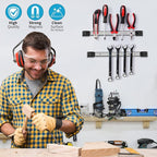 6 Pieces 12" Magnetic Tool Holder Strip, Stainless Steel Surface Tool Magnet Bar, Metal Tool Organizer Rack for Garage Organization, Easy To Install in Workshop, Mounting Screws Included