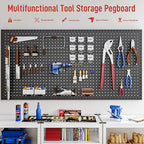 Peg Board, 4 Pack Metal Pegboard Panels Pegboards Wall Organizer with 24Pcs Hooks, Peg Board for Walls Garage Tool Storage Office Organization Kitchen Craft Room (Black, 4PCS with 24 Hooks)