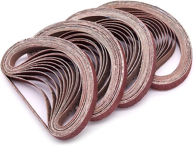 3/8 x 13 Inch Sanding Belts, 8 Each of 40,60,80,120,180,240 Grits Aluminum Oxide Sander Belts for Air Belt Sander, 48 Pack