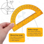 Zonon 2 Pcs 6 Inch Plastic Protractor Math Protractors 180 Degrees Angle Measurement, Translucent for Geometry Classroom Kid Student School Office Supplies(Orange)