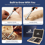 KONDITO Wood Chisel Set – 8-Piece Premium Woodworking Chisel Kit with 6 CRV60 Steel Blades (6–38mm), 2 Sharpening Stones & Hardwood Case – Wood Carving Chisels for Joinery, Sculpting & Carpentry Tools