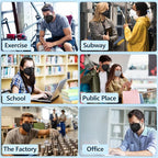50PCS KN95 Face Masks Black 5 Layer Cup Dust Safety Filter Efficiency≥95% with Elastic Ear Loops and Nose Bridge Clip Breathable Mask