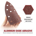 S SATC 50 PCS Mouse Sander Sandpaper 11 Holes 180 Grit Detail Sander Sandpaper Palm Sander Paper Hook and Loop Sander Pads Triangular Sanding Sheets