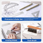 Nicpro 21PCS Professional Drafting Tools & Geometry Set with Case, Architect Compass & Protractor Set, Metal Pencils, Pens, Scale Ruler Metal Ruler, 5 Drawing Templates for Interior House Plan Design