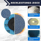 2 Inch Zirconia Sanding Discs, 49Pcs 4-Grit (40/60/80/120) Quick Change Discs with 1/4" Roll Lock for Die Grinder Surface Conditioning Sanding Discs for Rust Removal, Deburring & Polishing