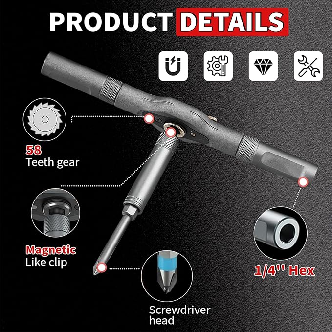 42 in 1 Magnetic Screwdriver Sets,Magnetic Drive Tool with Detachable Ratchet Handle,Multi Bit Ratchet Screwdriver Set,Multi Bit Ratcheting Screw Driver Set with Storage Case Repair Tool Kit (Gray)