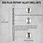 Direko 5-Piece 7/16 inch x 6 Inch SDS Plus Rotary Hammer Drill Bits Carbide Tipped Concert Drill Bits for Concrete, Brick, Cement Walls, Stone, Hammer Drill Bits for Concrete