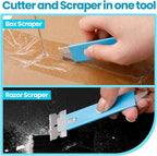 Lasnten 48 Pieces Box Cutters Bulk Retractable Cardboard Cutter Single Edge Handy Mini Box Knife Razor Blade Cutter Iron Body Utility Knife for Paper Packages Letter(Light blue)
