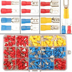 330PCS Crimp Connectors, 2.8mm 4.8mm 6.3mm Male and Female Spade Connector kit, 15 Types Crimp Terminals Electrical Connectors, Electrical Terminals Includes Spade Ring Fork Wire Connectors