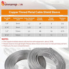 Tinned Copper Wire Shielding Sleeve, Expandable Ground Strap Wiring Braided Sleeving Metal Mesh Sheathing Cabling Wiring Protector (5/16inch - 20ft)