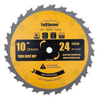 10 Inch Thin Kerf Ripping Table Saw Blade TCT 24 Teeth FTG 5/8-Inch Arbor for Wood Cutting