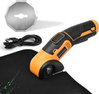 jomeda Cordless Electric Scissors, 4 V Rechargeable Rotary Cutter with Rechargeable LED Light, Safety Lock for Cutting Fabric, Cardboard, Leather, Carpet and PVC Boxes，Yellow