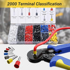 Preciva Ferrule Crimping Tool Kit with 2000PCS Wire Connectors, AWG23-7 Self-adjustable Ratchet Wire Crimping Tool Kit Crimper Plier Set (Blue)