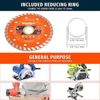 4.5 Inch Diamond Turbo Saw Blade for Stone, Marble, Granite, Concrete, Brick, High-Performance Cutting (2-Pack)