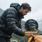 Azobur Down Jacket Repair Patches-Waterproof, Self-Adhesive,Nylon Fabric Patches for Puffy Jackets, Rain and Snow Gear, Tents, Sleeping Bag and More(Beige，2pcs)