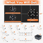 88 PCS Pegboard Panels Metal Black with Accessories Kit, Heavy Duty Steel Peg Boards Wall Tool Organizer with Screw, Bins, Hooks, Peg Locks for Garage, Tool Storage, Office, Craft Room, Kitchen