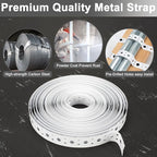 White Metal Strap 1-Inch x 50FT 0.6mm Thickness Galvanized Pipe Hanger Strap Metal Strapping with Holes Plumbers Strap for Pipe Supports Hanging