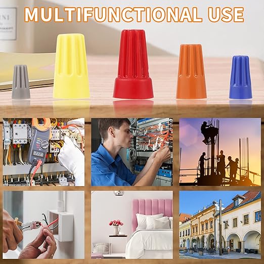 300PCS Wire Connectors Nuts 18-10 AWG Electric Wire Caps Insulating Insert Twist Electrical Wire Connectors Red Wire Assortment Nuts for Quick Connection