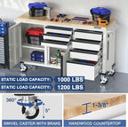 WORKPRO 62" Rolling Tool Chest, Heavy Duty Mobile Tool Storage Cabinet with 7-Drawer & 2-Door, Power Strip, Locking System, 1000 LBS Capacity Rolling Cabinet for Garage, Kitchen & Warehouse