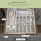 Premium Silverware, Flatware and Utensil Organizer for Kitchen Drawers, Food-Safe Contract Grade, Expandable from 10.5 to 19 In, Gray Bamboo