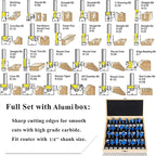 LEATBUY Router Bit Set 1/4 inch -37 PCS Tongue Groove Wood Milling Cutter Drilling Carbide Router Bits Tool for Door Table Cabinet Shelve Wall DIY Woodwork(1/4-angle)