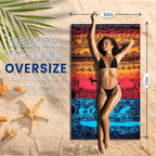 2 Pack Microfiber Beach Towel Oversized 71"x32" Sand Free Quick Dry Absorbent Lightweight Thin , Compact Towels for Travel Swimming Pool Yoga Gym Camping Beach Accessories Vacation Essentials Gift