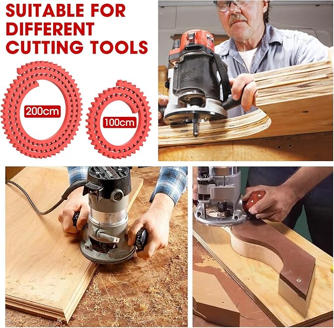 Flexible Router Edge Guide,Professional Router Templates for Woodworking Accessories,Flexible Curve Guide for Precise Thread Border, Curve and Arc Angle Positioning(RED 78INCH)