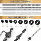 LAMPTOP 47 Pcs Woodworking Tools and Accessories, Including Countersink Drill Bit Set, Wood Plug Cutter, Step Drill Bit, Saw Blades, Drill Stop Bit Set, Long Twist Drill Bit, L-Wrench, Center Punch