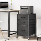 Raybee 3 Drawer File Cabinet Printer Stand Filing Cabinet Rolling File Cabinets for Home Office Fabric Vertical Office Storage Cabinet Fits A4, Legal, Letter Size, 16.7" D*16" W*26.8" H, Black