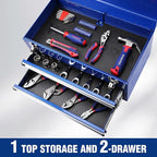 WORKPRO Tool Box with Drawers, 18 Inch with 2 Drawers and 1 Top Storage, Portable Toolbox with Metal Latch and Liner for Garage, Office and Home Storage, 100 LBS Load Capacity (Totally)