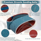 3x21 Inch Belt Sander Sanding Belts Kit 20 Pcs (5 Each of 40/60/80/120 Grits), Zirconia Belt Sander Paper Sanding Belts for Wood, Metal, Cars, and Furniture, 20-Pack