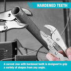 DURATECH 10-Inch Locking Pliers, Premium Cr-V Construction, Curved Jaw Locking Pliers with Wire Cutter, Fit for Clamping Twisting Welding