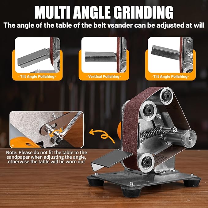 Mini Electric Belt-Sander Knife-Sharpener Sanding Machine - Small Bench Grinder Kit 7 Speed Adjustable Power Polisher DIY Polishing Grinding Tool For Metal Wood DIY Craft Jewelry