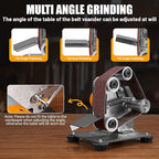 Mini Electric Belt-Sander Knife-Sharpener Sanding Machine - Small Bench Grinder Kit 7 Speed Adjustable Power Polisher DIY Polishing Grinding Tool For Metal Wood DIY Craft Jewelry