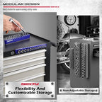 2-Piece 1/4"-Drive SAE Magnetic Socket Organizer Set (Holds 26 Sockets) - Detachable Tool Tray with 5mm Magnetic Base, Screw-Fixed Design & Heavy-Duty Modular Storage for Garage/Home Workshop