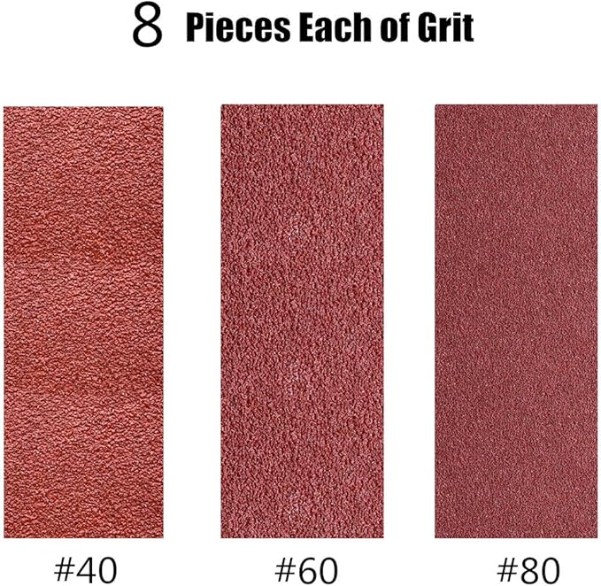 24 Pcs 3 Inch x 24 Inch Sanding Belts,Aluminum Oxide Belt Sander Sandpaper (8 Each of 40 60 80 Grits)