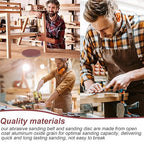 Blulu 44 Pieces Sanding Belts and Sanding Discs Set Includes 4 x 36 Inch Belts (80/120/150/240/400 Grits) and 6 Inch Self Adhesive No Hole Alumina Disc for Bench Combination Sander Woodworking