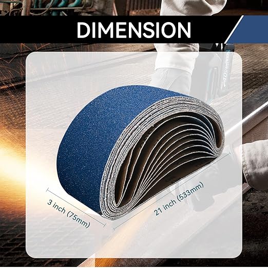 3x21 Inch Sanding Belts 20 Pcs 120 Grits Heavy Duty Belt Sander Zirconia Belt Sander Paper for Wood, Metal, Stainless Steel, Automotive, and Furniture