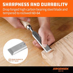 Jorgensen 4-Piece Wood Chisel Set, Chromium Alloy Steel Beveled Edge Wood Chisels, Wood Chisels for Woodworking, Ergonomic Hardwood Handle with Metal Ferrule, 1/4", 1/2", 3/4", 1"