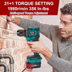 354 In-lbs Cordless Drill Driver for Makita 18V Battery, 3/8" Keyless Chuck, 21+1 Torque Settings, 1980 RPM, LED Light